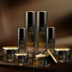 Complete Amber & Oud™ skincare collection with eight luxury formulations for cleansing, repair, hydration, and radiance.